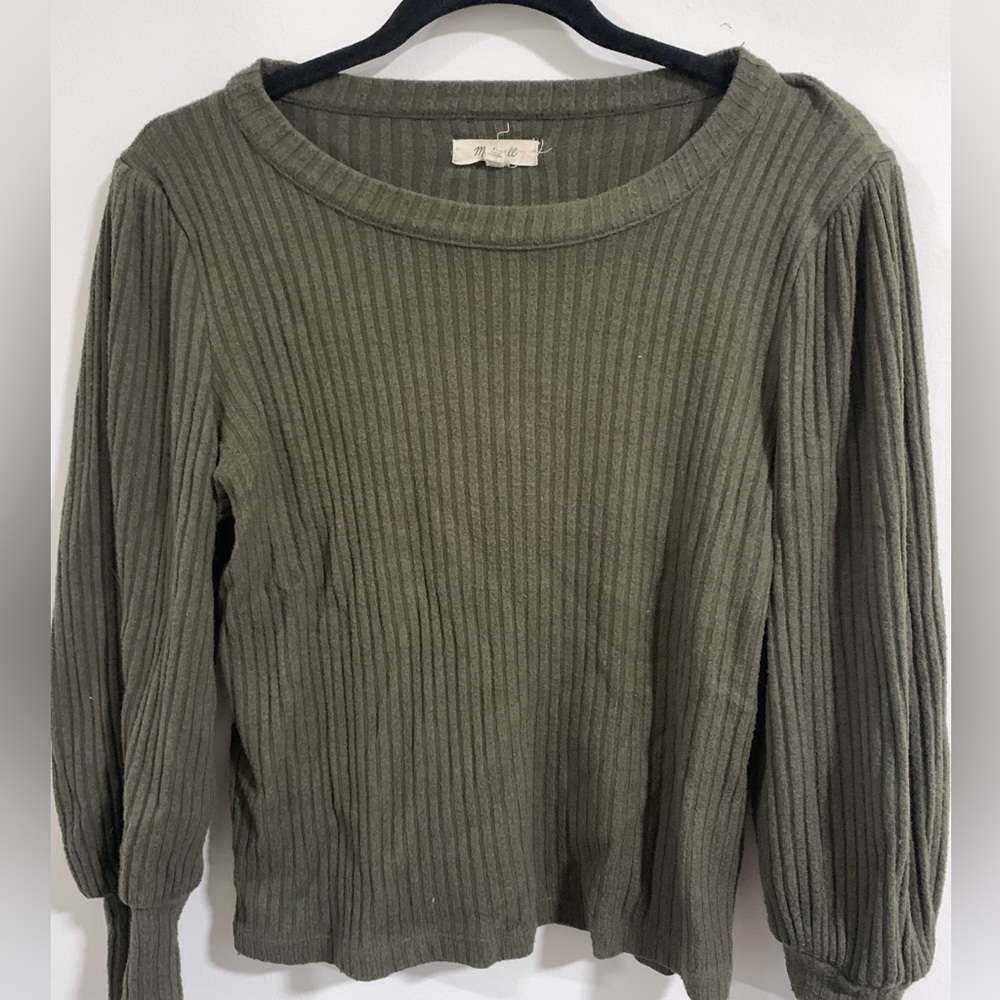 Madewell Green Ribbed Sweater